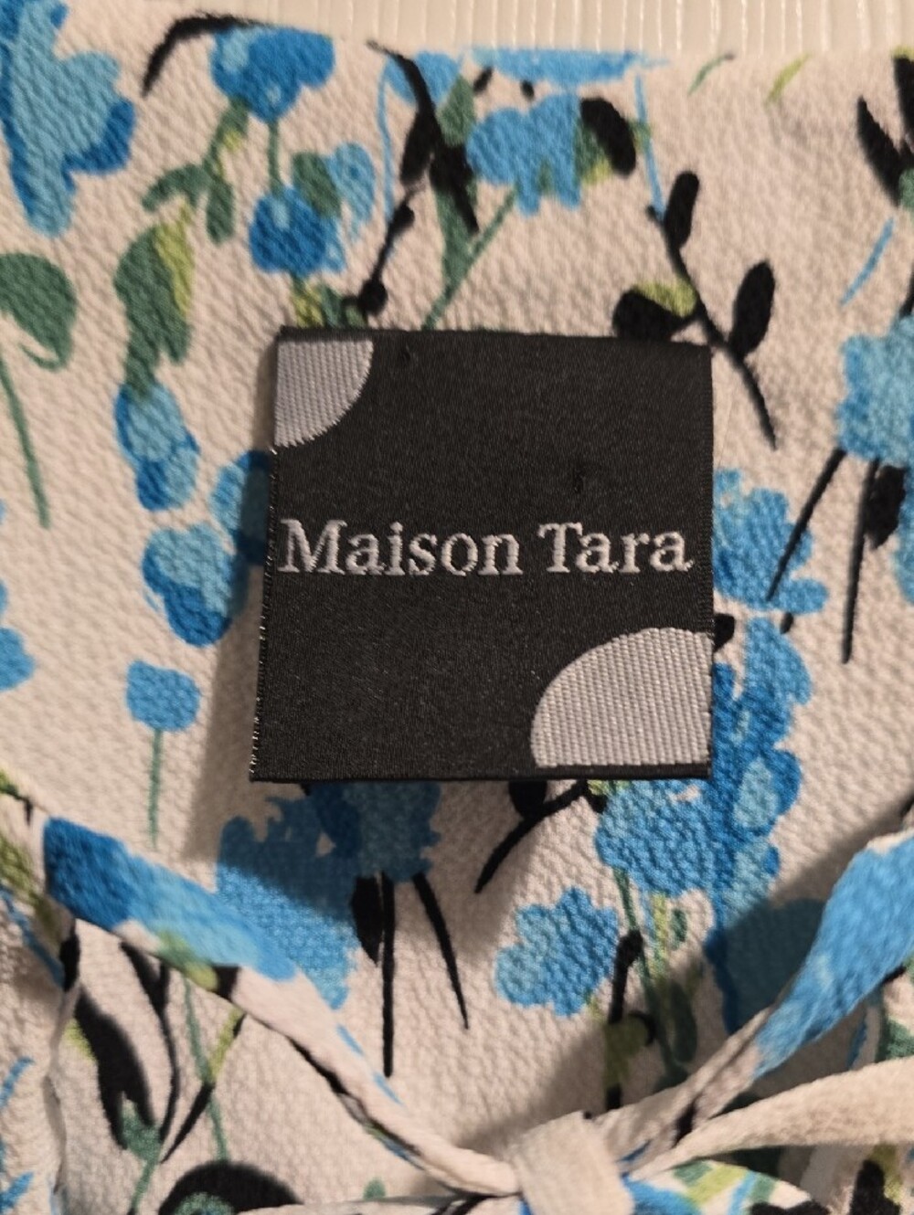 Maison Tara Floral Tiered Midi Dress in Blue, Pink & Yellow - Picture 2 of 4